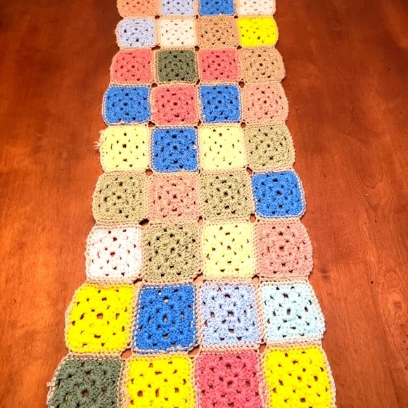 Colorful Hand-Crochet Table-Runner - Picture 1 of 8